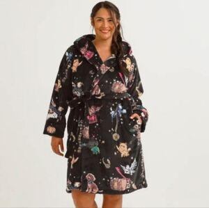 New Vera Bradley Hooded Fleece Robe "Friends At Hogwarts" Ditsy Pattern